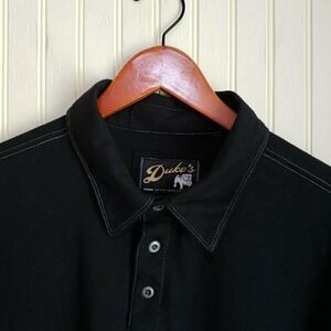 Duke's Sportswear Polo Shirt Mens 2XL Black Short Sleeve Contrast Stitch Casual